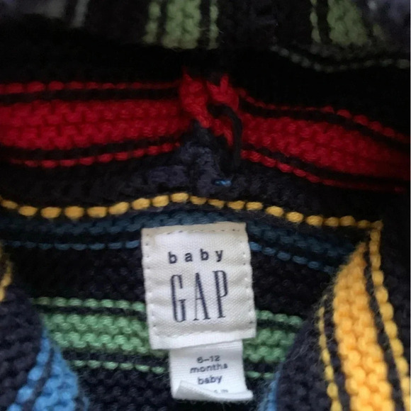 Baby Gap Colorful Stripe 100% Cotton Button Down Sweater with Hood 6-12 Mths - Picture 3 of 6